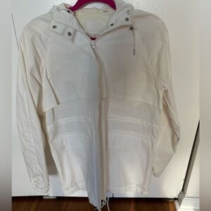 Lacoste White Lined Rain Coat with Hood. Size 38 EU, size 6 US.
